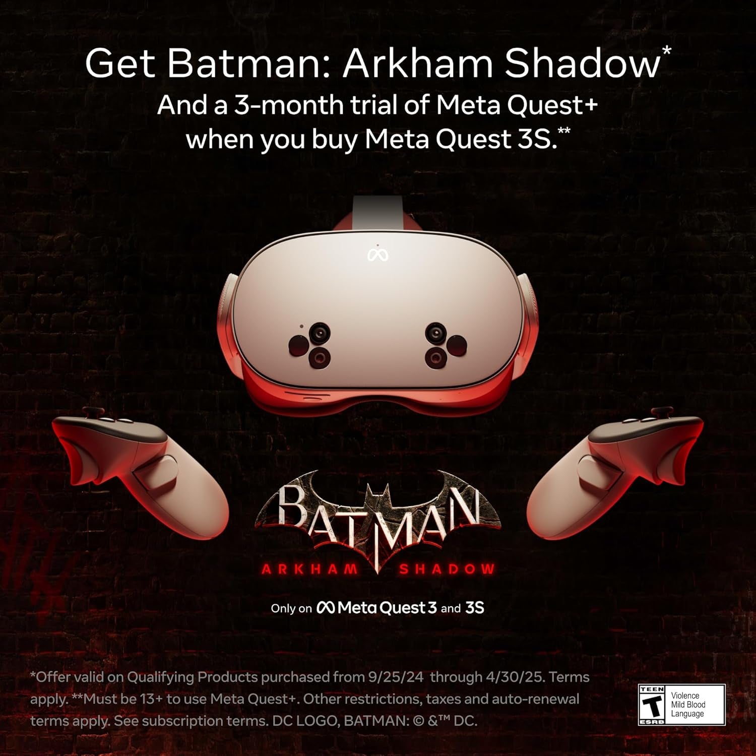 Quest 3S 128GB — Get Batman: Arkham Shadow and a 3-Month Trial of Horizon+ Included — All-In-One Headset