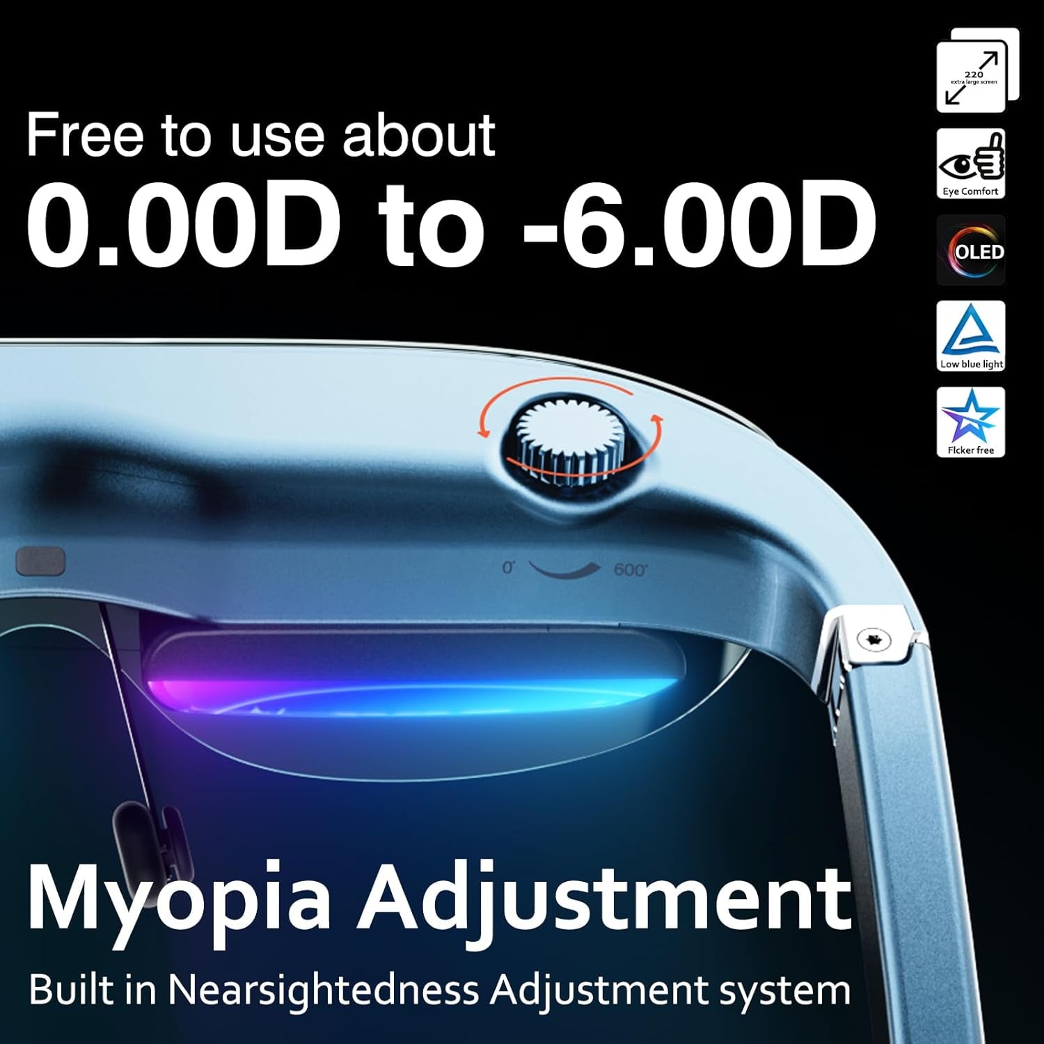 AR/XR Glasses- Smart Glasses for Gaming Headset Video Display Glasses Myopia Adjustment 1800 Brightness Sunglasses,Fhd Adapted for Pc/Android/Ios/Ps5/Xbox/Steamdeck/Consoles