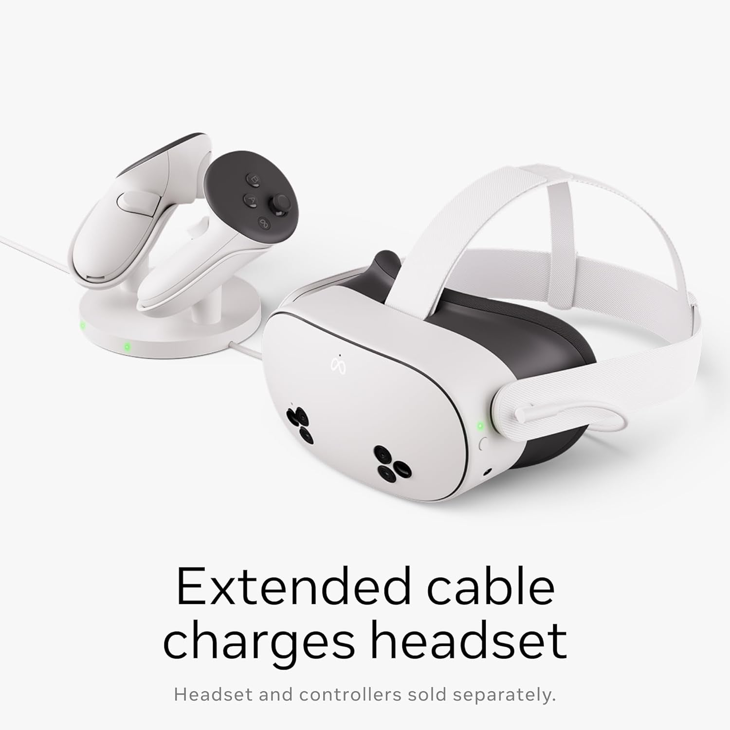 Quest Compact Charging Dock — Works with  Quest 3/3S — Extended Headset Charging Cable — Wireless Charging for Touch plus Controllers