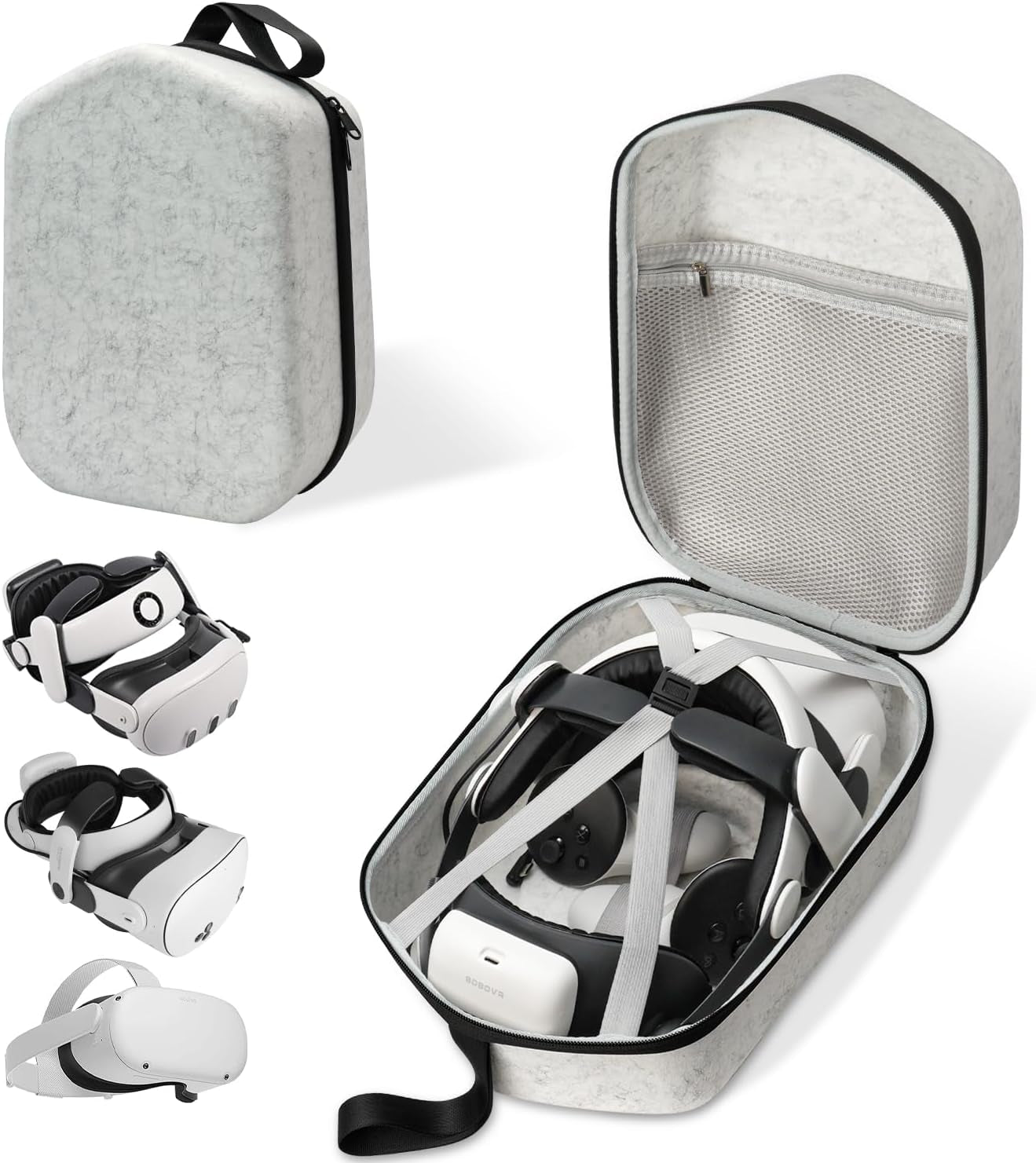 Hard Carrying Case Compatible with Meta Quest 3S/Quest 3/Oculus Quest 2/Vision Pro Official Original/Elite Strap VR Headset and Controller Accessories, Suitable for Travel and Home Storage